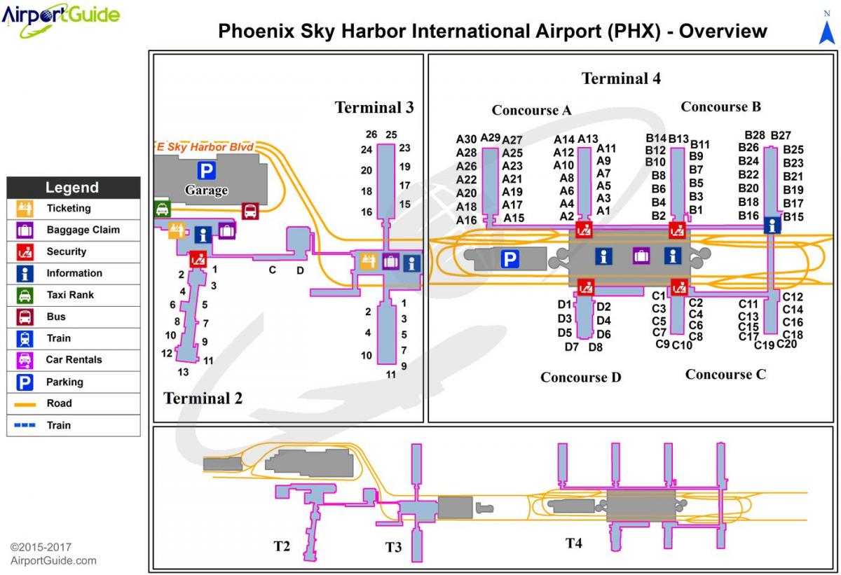 خريطة مطار فينيكس سكاي هاربور